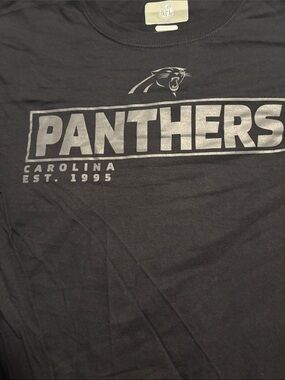 NFL Carolina Panthers Black Tee with Silver Logo NWOT